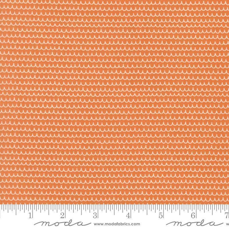 Image of Bug Collector Squiggles Orange quilting cotton fabric by Sweetwater for Moda Fabrics. Features lines on an orange background. Cute Little Fabric Shop.