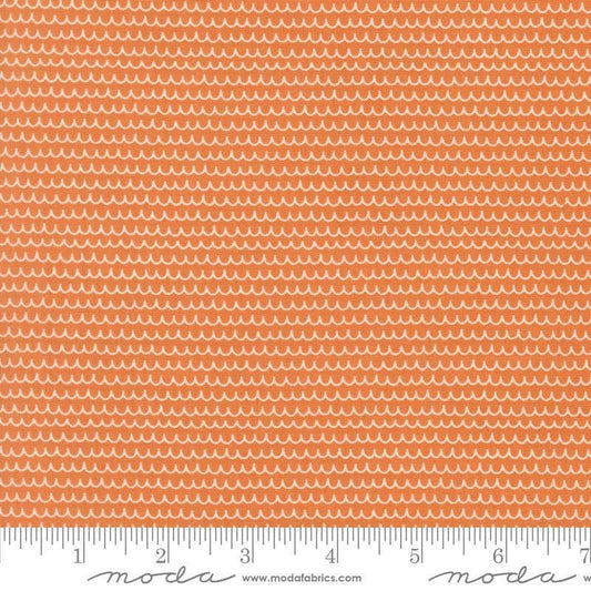 Image of Bug Collector Squiggles Orange quilting cotton fabric by Sweetwater for Moda Fabrics. Features lines on an orange background. Cute Little Fabric Shop.