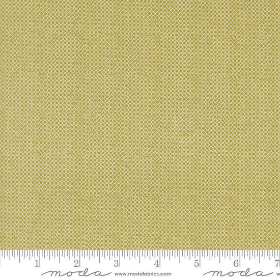 Image of Bug Collector Bug Net Leaf quilting cotton fabric by Sweetwater for Moda Fabrics. Features circles on a green background. Cute Little Fabric Shop.
