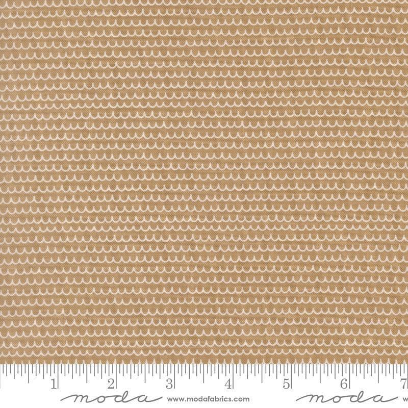 Image of Bug Collector Squiggles Stone quilting cotton fabric by Sweetwater for Moda Fabrics. Features lines on a brown background. Cute Little Fabric Shop.
