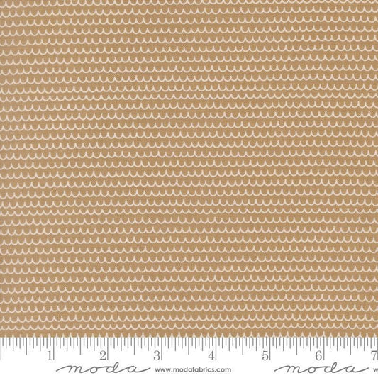 Image of Bug Collector Squiggles Stone quilting cotton fabric by Sweetwater for Moda Fabrics. Features lines on a brown background. Cute Little Fabric Shop.
