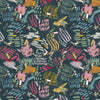 Image of Drawn to Create Crayon Doodles Dark Teal quilting cotton fabric by Eulalia Mejia for QT Fabrics. Features scribbles on a blue background. Cute Little Fabric Shop.