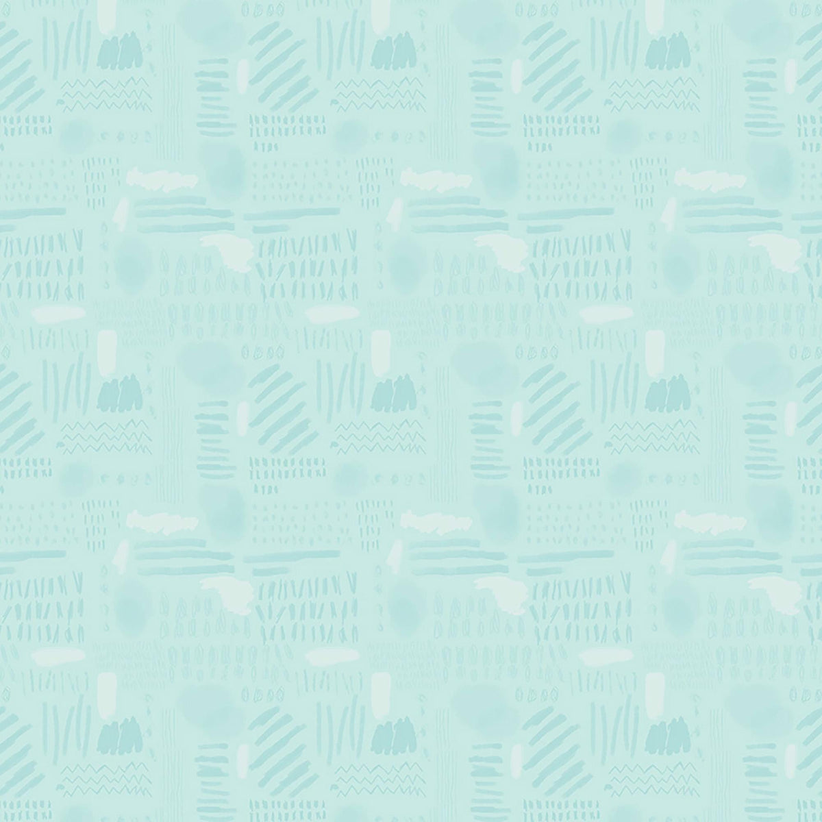 Image of Drawn to Create Doodles Dusty Aqua quilting cotton fabric by Eulalia Mejia for QT Fabrics. Features scribbles on a blue background. Cute Little Fabric Shop.