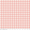 Image of Hedgerow Haven Gingham Blossom quilting cotton fabric by Amber Elliot for Riley Blake Designs. Features gingham on a pink background. Cute Little Fabric Shop.