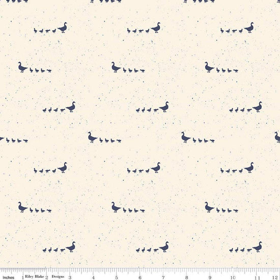 Image of Hedgerow Haven Geese Cream quilting cotton fabric by Amber Elliot for Riley Blake Designs. Features birds on a cream background. Cute Little Fabric Shop.