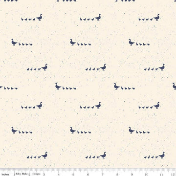 Image of Hedgerow Haven Geese Cream quilting cotton fabric by Amber Elliot for Riley Blake Designs. Features birds on a cream background. Cute Little Fabric Shop.
