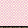Image of 1 800 Calico Block Print Peony quilting cotton fabric by Alexia Abegg of Ruby Star Society for Moda Fabrics. Features checkers on a pink background. Cute Little Fabric Shop.