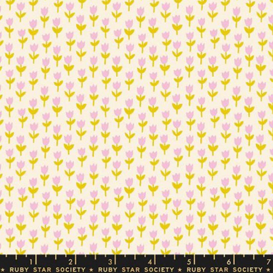 Image of 1 800 Calico Tulip Natural quilting cotton fabric by Alexia Abegg of Ruby Star Society for Moda Fabrics. Features flowers on a cream background. Cute Little Fabric Shop.