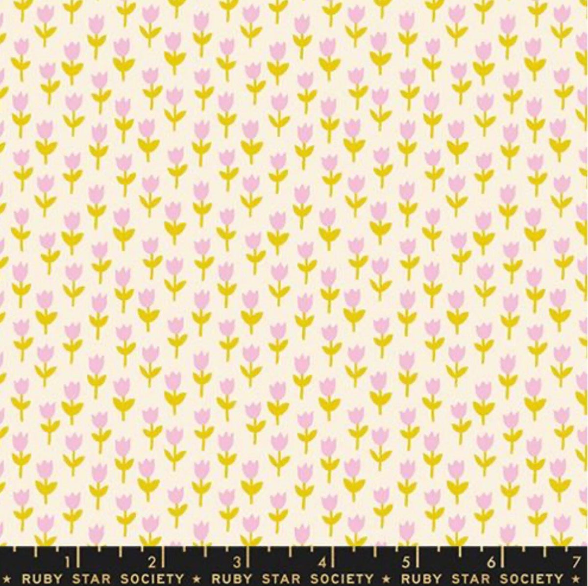 Image of 1 800 Calico Tulip Natural quilting cotton fabric by Alexia Abegg of Ruby Star Society for Moda Fabrics. Features flowers on a cream background. Cute Little Fabric Shop.