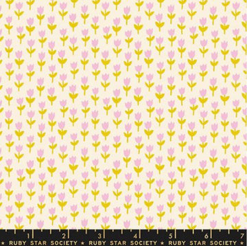 Image of 1 800 Calico Tulip Natural quilting cotton fabric by Alexia Abegg of Ruby Star Society for Moda Fabrics. Features flowers on a cream background. Cute Little Fabric Shop.
