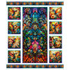 Flight of the Hummingbird Stained Glass Hummingbird Panel Multi Blue Floral Fabric - 32191 - QT Fabrics Quilting Cotton Fabric