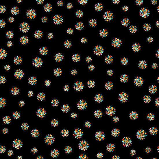 Image of Flight of the Hummingbird Star Clusters Black quilting cotton fabric by Morris Creative Group for QT Fabrics. Features stars on a black background. Cute Little Fabric Shop.