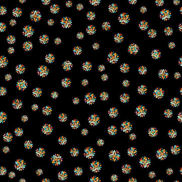 Image of Flight of the Hummingbird Star Clusters Black quilting cotton fabric by Morris Creative Group for QT Fabrics. Features stars on a black background. Cute Little Fabric Shop.
