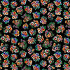 Image of Flight of the Hummingbird Floral Bouquets Black quilting cotton fabric by Morris Creative Group for QT Fabrics. Features flowers on a black background. Cute Little Fabric Shop.