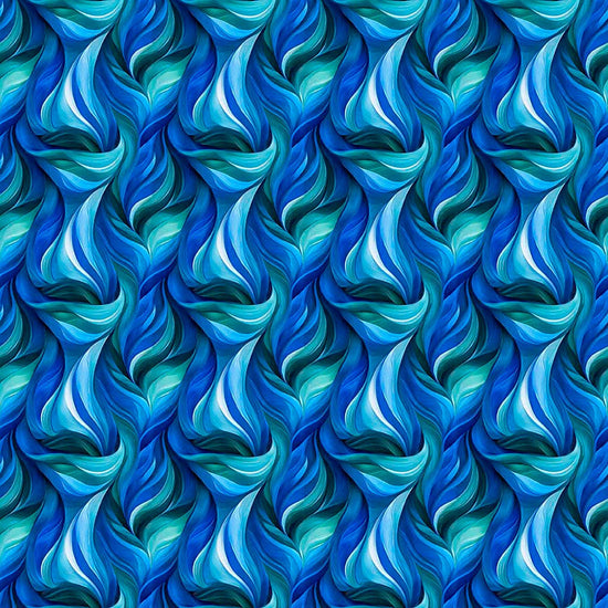Image of Dreamweaver Flames Royal quilting cotton fabric by Morris Creative Group for QT Fabrics. Features an abstract pattern on a blue background. Cute Little Fabric Shop.