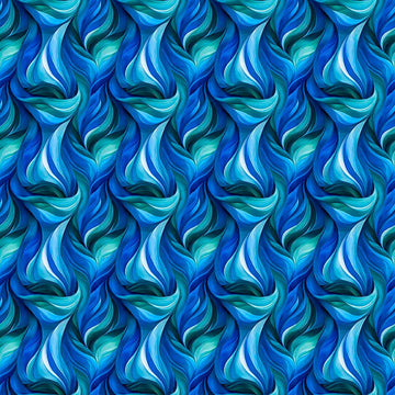 Image of Dreamweaver Flames Royal quilting cotton fabric by Morris Creative Group for QT Fabrics. Features an abstract pattern on a blue background. Cute Little Fabric Shop.