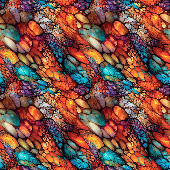Image of Dreamweaver Riverdance Multi quilting cotton fabric by Morris Creative Group for QT Fabrics. Features an abstract pattern on a rainbow background. Cute Little Fabric Shop.