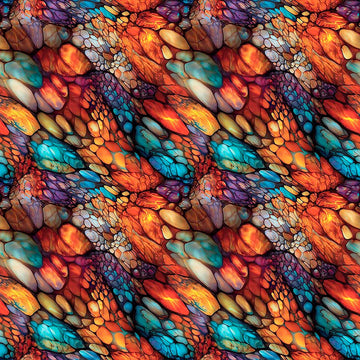 Image of Dreamweaver Riverdance Multi quilting cotton fabric by Morris Creative Group for QT Fabrics. Features an abstract pattern on a rainbow background. Cute Little Fabric Shop.