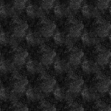 Image of Dreamweaver Blender Charcoal quilting cotton fabric by Morris Creative Group for QT Fabrics. Features an abstract pattern on a black background. Cute Little Fabric Shop.