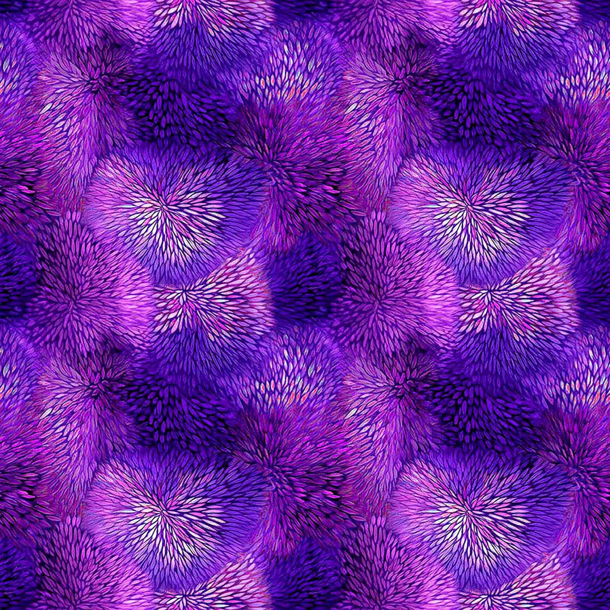 Image of Dreamweaver Color Burst Violet quilting cotton fabric by Morris Creative Group for QT Fabrics. Features an abstract pattern on a purple background. Cute Little Fabric Shop.