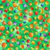 Image of QT Foodies Mixed Fruits Kelly quilting cotton fabric by Morris Creative Group for QT Fabrics. Features fruits on a green background. Cute Little Fabric Shop.