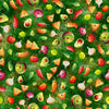 Image of QT Foodies Rock the Guac Green quilting cotton fabric by Morris Creative Group for QT Fabrics. Features food on a green background. Cute Little Fabric Shop.