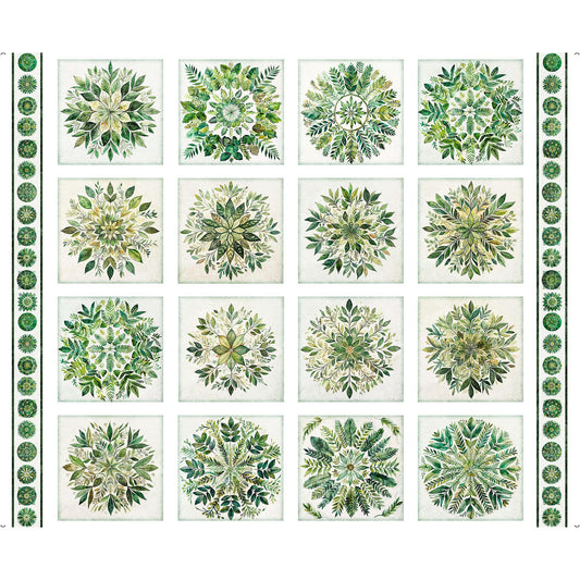 Sylvan Essence Botanical Picture Patches Panel White Floral Fabric - 32305 - QT Fabrics Quilting Cotton Fabric