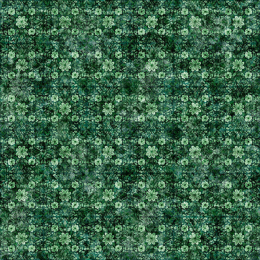 Image of Sylvan Essence Floral Blender Forest quilting cotton fabric by Morris Creative Group for QT Fabrics. Features flowers on a green background. Cute Little Fabric Shop.