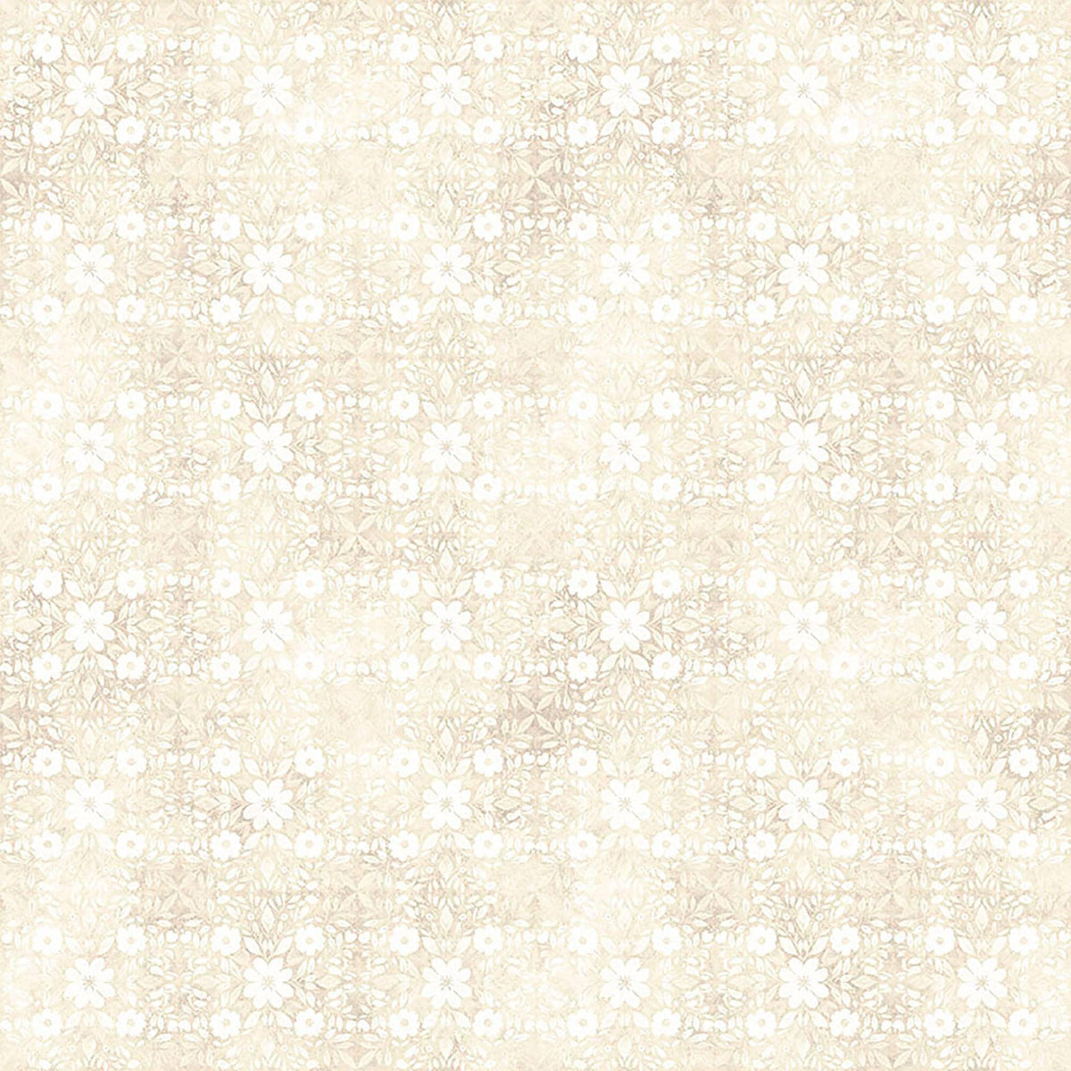 Image of Sylvan Essence Floral Blender Cream quilting cotton fabric by Morris Creative Group for QT Fabrics. Features flowers on a cream background. Cute Little Fabric Shop.