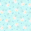 Image of Little Squirt Tossed Whale Light Aqua quilting cotton fabric by Morris Creative Group for QT Fabrics. Features whales on a blue background. Cute Little Fabric Shop.