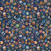 Image of Terrors of the Pleistocene Animal Tracks Navy quilting cotton fabric by Morris Creative Group for QT Fabrics. Features foot prints on a blue background. Cute Little Fabric Shop.