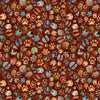 Image of Terrors of the Pleistocene Animal Tracks Cayenne quilting cotton fabric by Morris Creative Group for QT Fabrics. Features foot prints on a red background. Cute Little Fabric Shop.