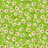 Image of Daisy Delights Daisy Toss Lime quilting cotton fabric by Morris Creative Group for QT Fabrics. Features flowers on a green background. Cute Little Fabric Shop.