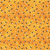 Image of Daisy Delights Ditsy Orange quilting cotton fabric by Morris Creative Group for QT Fabrics. Features flowers on an orange background. Cute Little Fabric Shop.