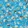 Image of Daisy Delights Daisy Garden Toss Bright Blue quilting cotton fabric by Morris Creative Group for QT Fabrics. Features flowers on a blue background. Cute Little Fabric Shop.