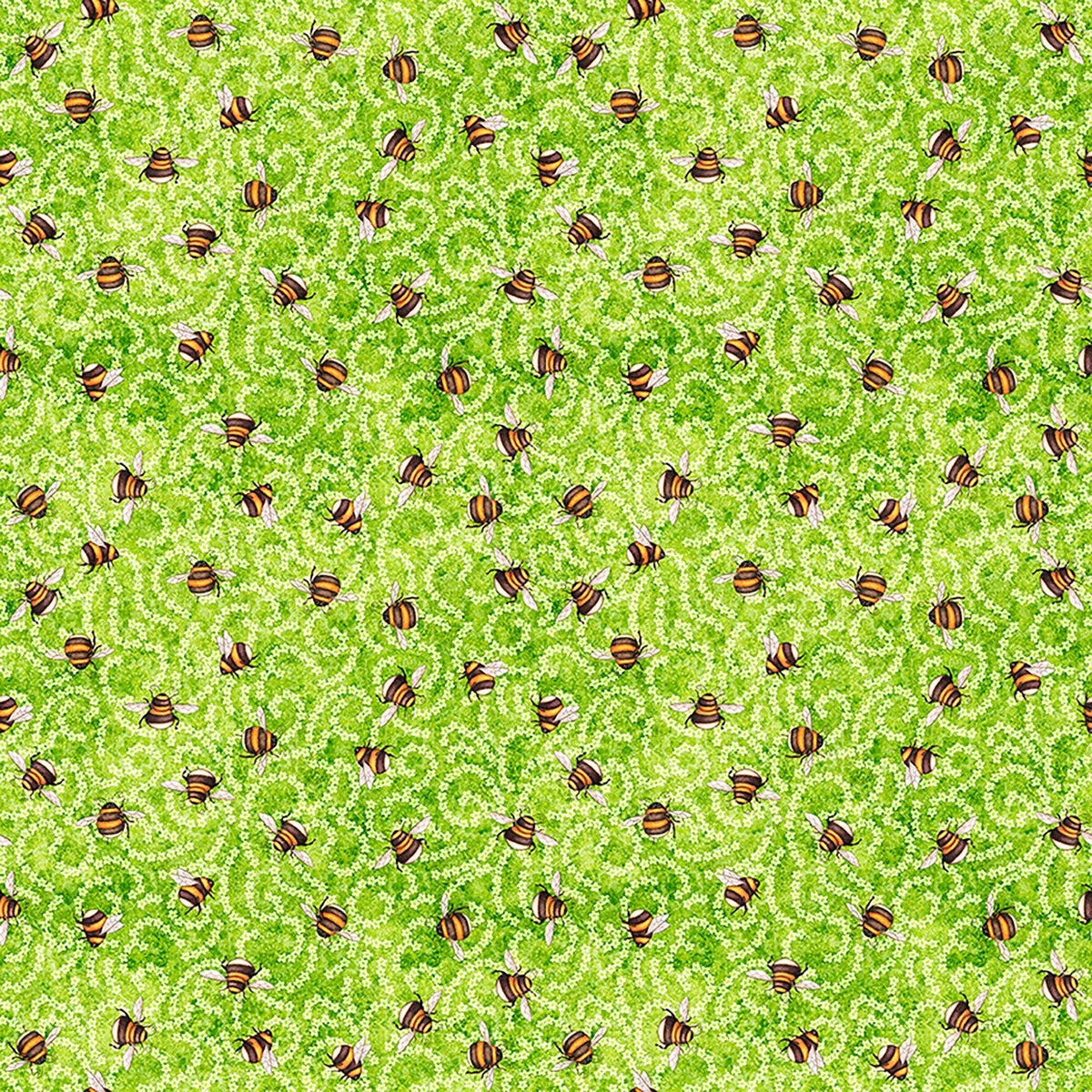 Image of Daisy Delights Ditsy Lime quilting cotton fabric by Morris Creative Group for QT Fabrics. Features flowers on a green background. Cute Little Fabric Shop.