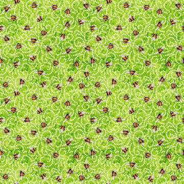 Image of Daisy Delights Ditsy Lime quilting cotton fabric by Morris Creative Group for QT Fabrics. Features flowers on a green background. Cute Little Fabric Shop.