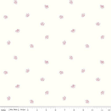 Image of Hush Hush 6 Very Cherry White quilting cotton fabric by assorted designers for Riley Blake Designs. Features cherries on a white background. Cute Little Fabric Shop.