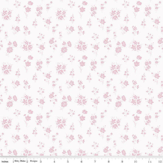 Image of Hush Hush 6 Scent-Sational White quilting cotton fabric by assorted designers for Riley Blake Designs. Features flowers on a white background. Cute Little Fabric Shop.
