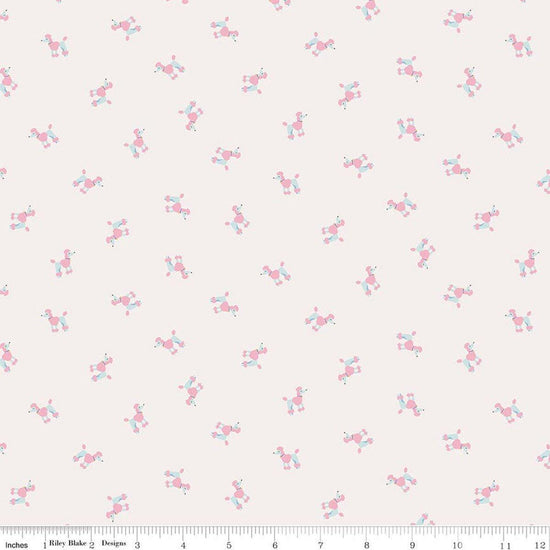 Image of Hush Hush 6 Ca-Poodling White quilting cotton fabric by assorted designers for Riley Blake Designs. Features dogs on a white background. Cute Little Fabric Shop.