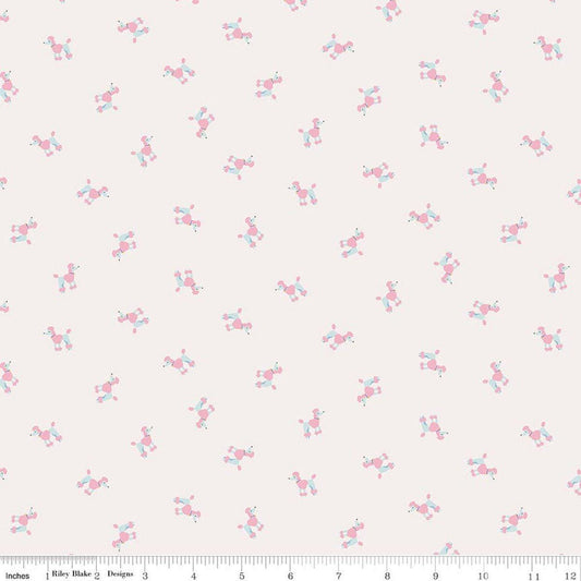 Image of Hush Hush 6 Ca-Poodling White quilting cotton fabric by assorted designers for Riley Blake Designs. Features dogs on a white background. Cute Little Fabric Shop.