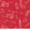 Image of Batiks Around the World London Crimson quilting cotton fabric by Tara Reed for Riley Blake Designs. Features british landmarks on a red background. Cute Little Fabric Shop.