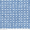 Image of Batiks Around the World London Skystone quilting cotton fabric by Tara Reed for Riley Blake Designs. Features raindrops on a blue background. Cute Little Fabric Shop.