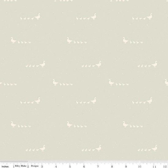 Image of Hedgerow Haven Geese Linen quilting cotton fabric by Amber Elliot for Riley Blake Designs. Features birds on a white background. Cute Little Fabric Shop.