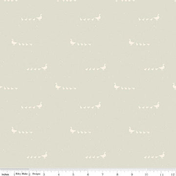Image of Hedgerow Haven Geese Linen quilting cotton fabric by Amber Elliot for Riley Blake Designs. Features birds on a white background. Cute Little Fabric Shop.