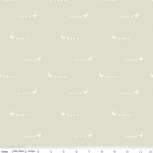 Image of Hedgerow Haven Geese Linen quilting cotton fabric by Amber Elliot for Riley Blake Designs. Features birds on a white background. Cute Little Fabric Shop.