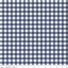 Image of Hedgerow Haven Gingham Blue quilting cotton fabric by Amber Elliot for Riley Blake Designs. Features gingham on a blue background. Cute Little Fabric Shop