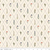 Image of Hedgerow Haven Floral Argyle Cream quilting cotton fabric by Amber Elliot for Riley Blake Designs. Features flowers on a cream background. Cute Little Fabric Shop.