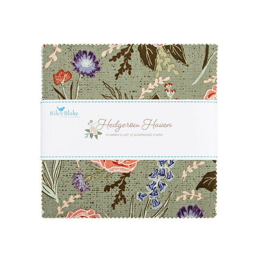 SALE Hedgerow Haven 5" Stacker Floral Fabric - 5-18180-42 - 42-Piece Precut - Riley Blake Quilting Cotton Fabric