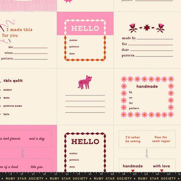 1 800 Calico Thanks I Made This Pink Quilt Label Panel - RS4165 - Moda Fabrics Quilting Cotton Fabric